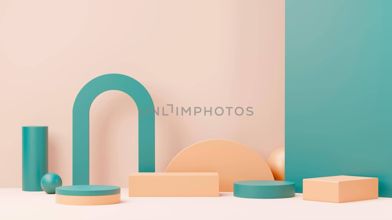 3d render abstract display podium platform for  product presentation and advertising. Minimal scene backdrop with clean design. Vacant pedestal for mock up. Empty stage with pastel color for cosmetic. by tanatpon13p