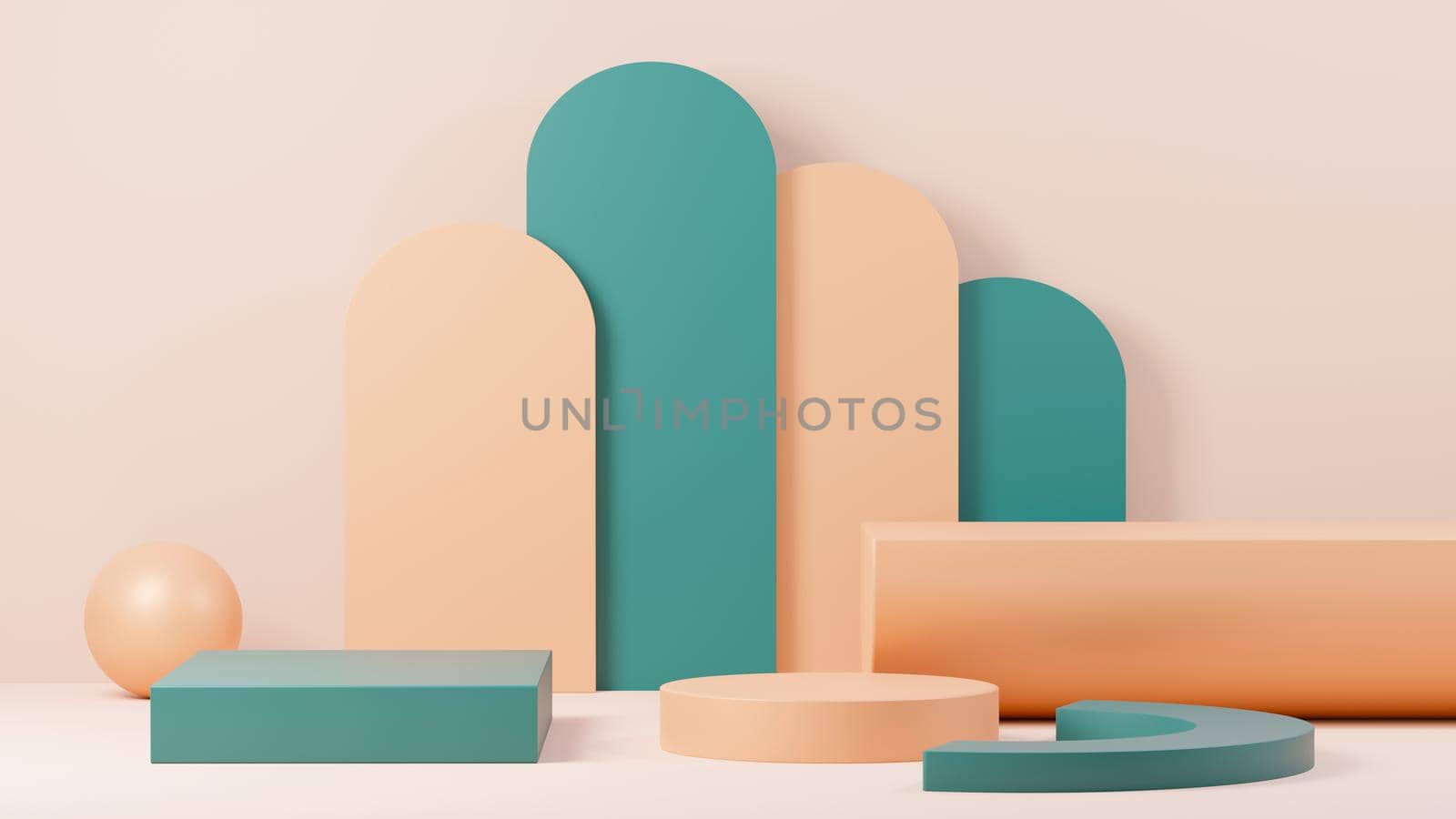 3d render abstract display podium platform for  product presentation and advertising. Minimal scene backdrop with clean design. Vacant pedestal for mock up. Empty stage with pastel color for cosmetic.