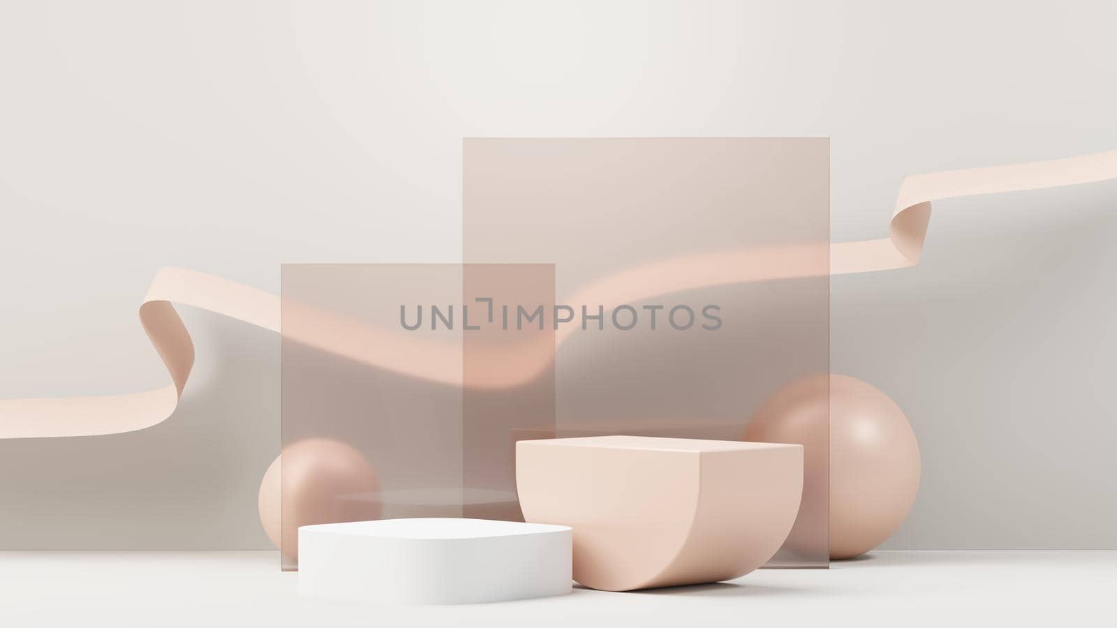 3d render abstract display podium platform for  product presentation and advertising. Minimal scene backdrop with clean design. Vacant pedestal for mock up. Empty stage with pastel color for cosmetic.