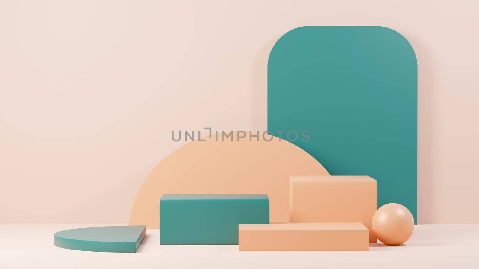 3d render abstract display podium platform for  product presentation and advertising. Minimal scene backdrop with clean design. Vacant pedestal for mock up. Empty stage with pastel color for cosmetic.