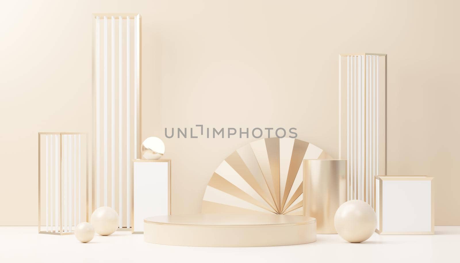 3d render abstract display podium platform for  product presentation and advertising. Minimal scene backdrop with clean design. Vacant pedestal for mock up. Empty stage with pastel color for cosmetic. by tanatpon13p