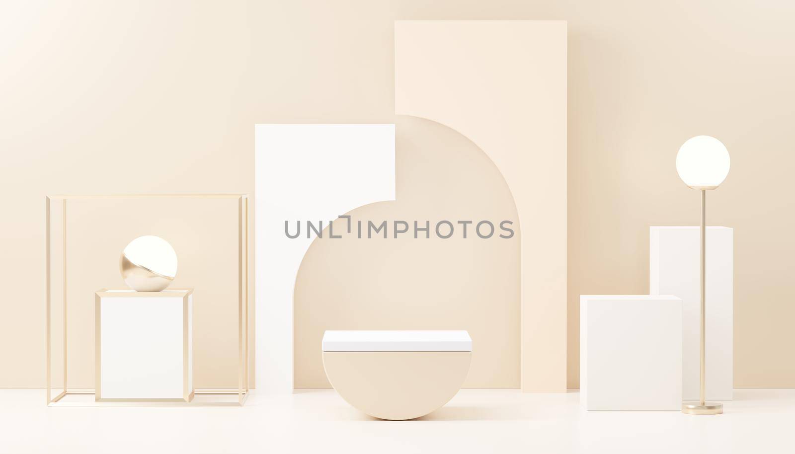 3d render abstract display podium platform for  product presentation and advertising. Minimal scene backdrop with clean design. Vacant pedestal for mock up. Empty stage with pastel color for cosmetic. by tanatpon13p