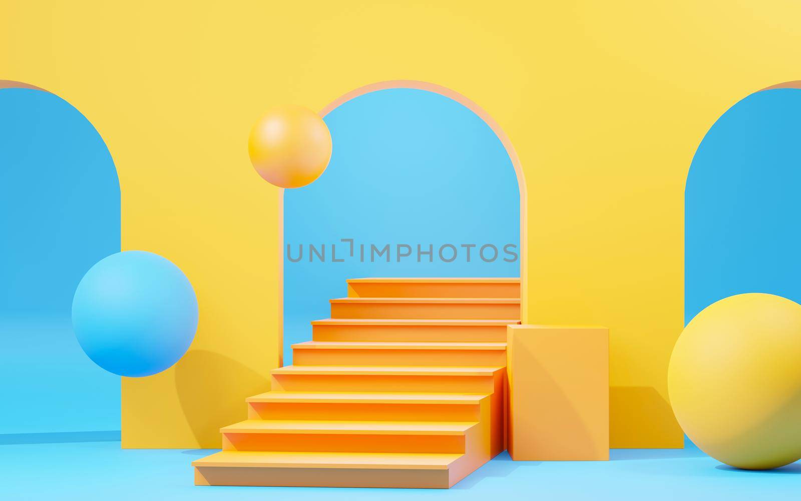 3d render abstract display podium platform for  product presentation and advertising. Minimal scene backdrop with clean design. Vacant pedestal for mock up. Empty stage with pastel color for cosmetic.