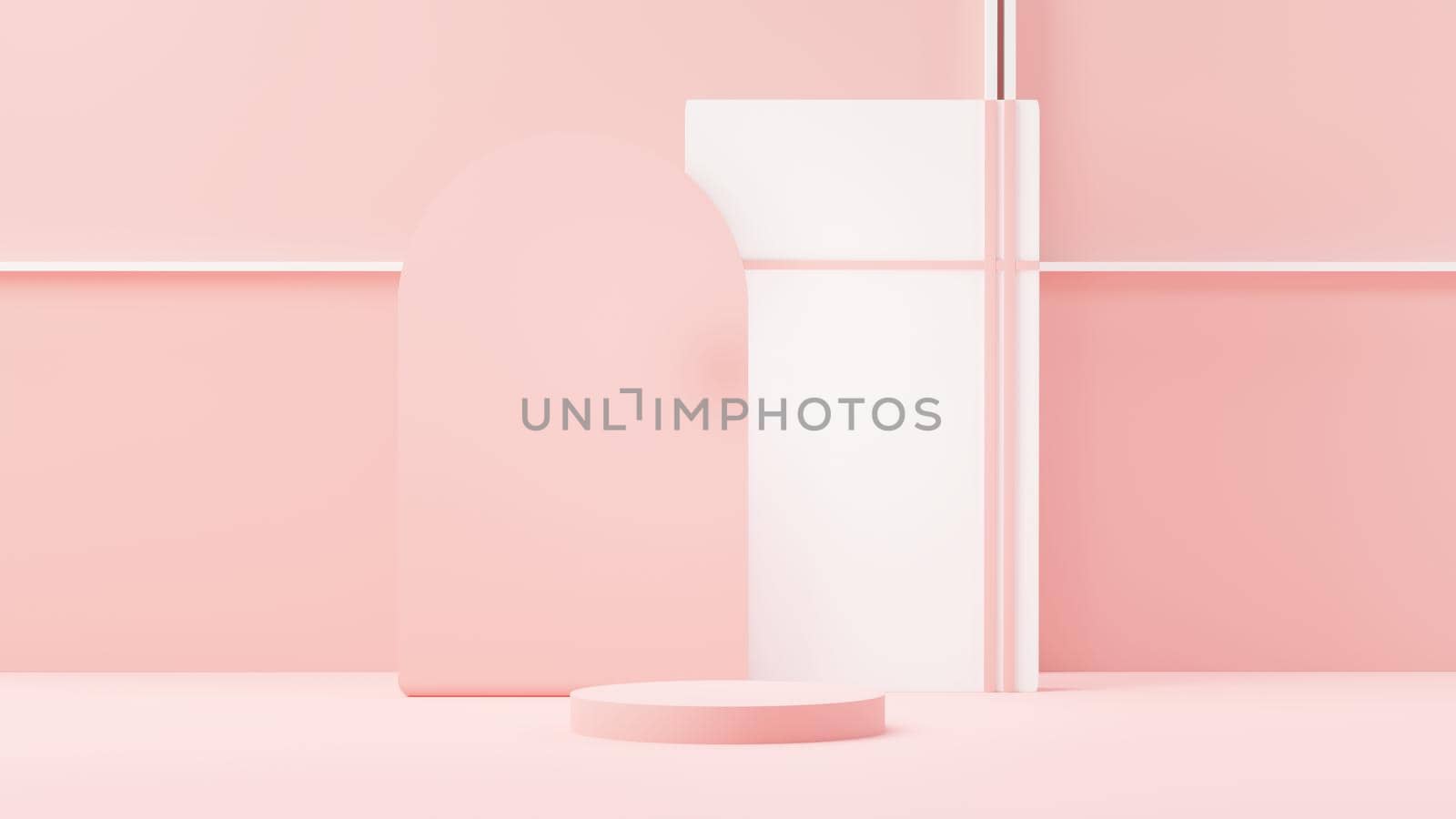 3d render abstract display podium platform for  product presentation and advertising. Minimal scene backdrop with clean design. Vacant pedestal for mock up. Empty stage with pastel color for cosmetic.