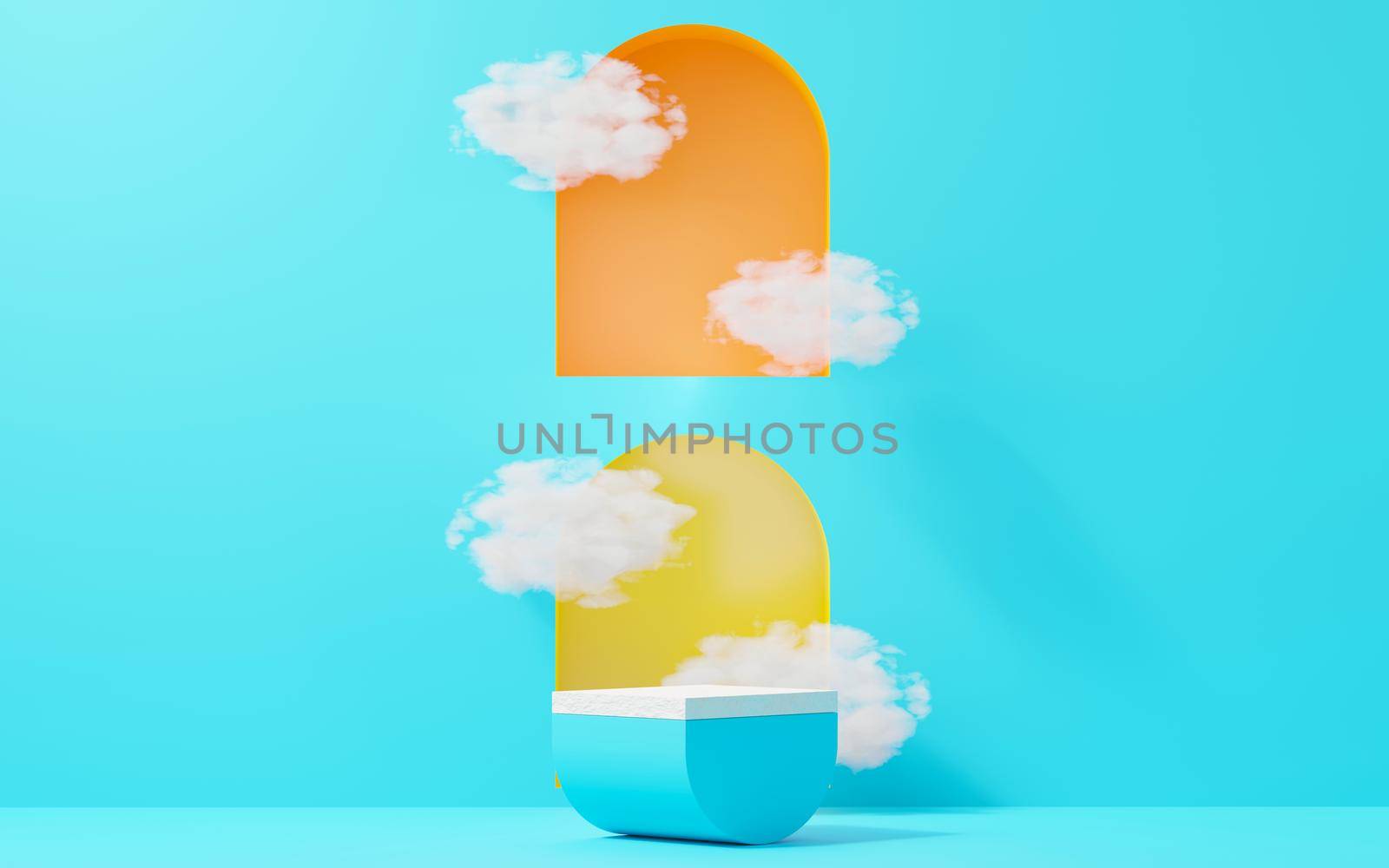 3d render abstract display podium platform for  product presentation and advertising. Minimal scene backdrop with clean design. Vacant pedestal for mock up. Empty stage with pastel color for cosmetic. by tanatpon13p