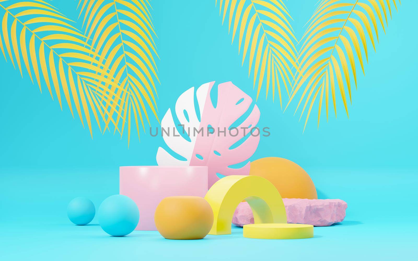 3d render abstract display podium platform for  product presentation and advertising. Minimal scene backdrop with clean design. Vacant pedestal for mock up. Empty stage with pastel color for cosmetic. by tanatpon13p