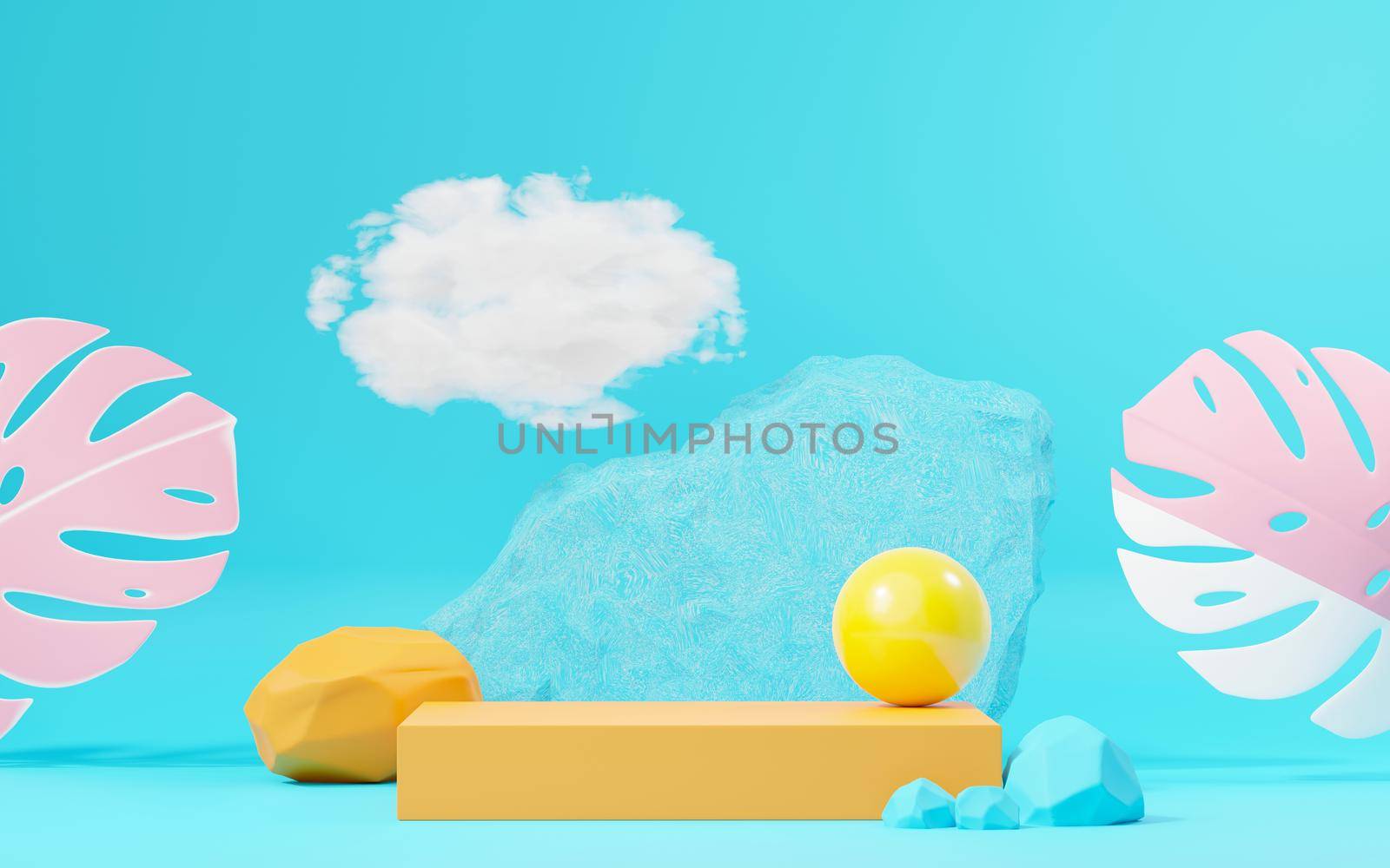 3d render abstract display podium platform for  product presentation and advertising. Minimal scene backdrop with clean design. Vacant pedestal for mock up. Empty stage with pastel color for cosmetic. by tanatpon13p