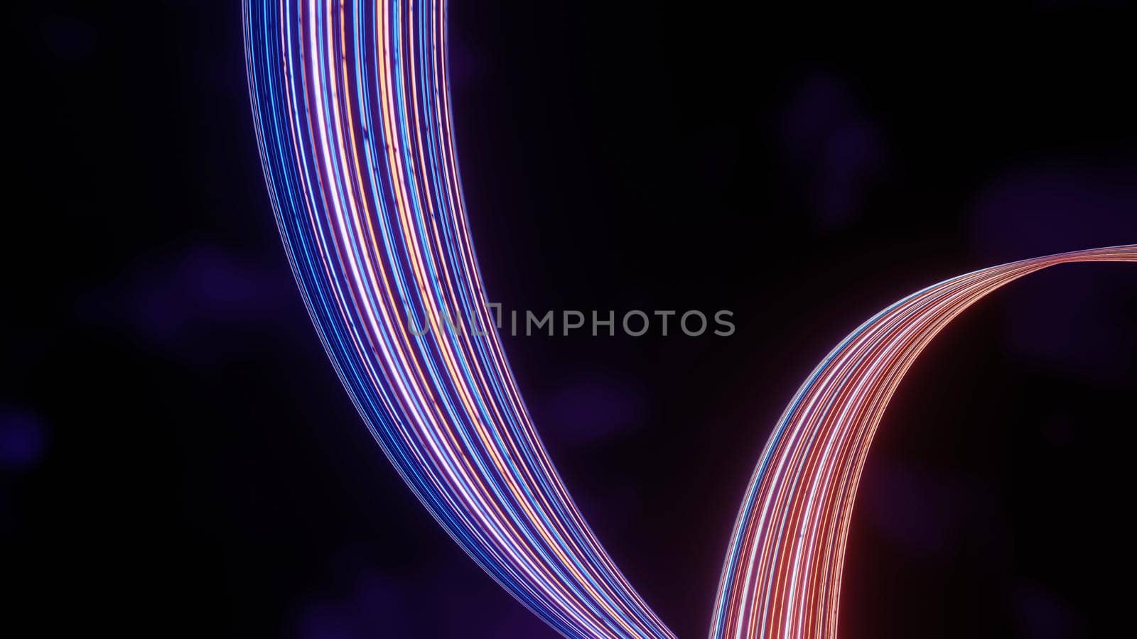 3d render of flash neon and light glowing on dark scene. Speed light tunnel through the city or urban. Technology internet of future network. Sci fiction of hyperspace interstellar travel. by tanatpon13p