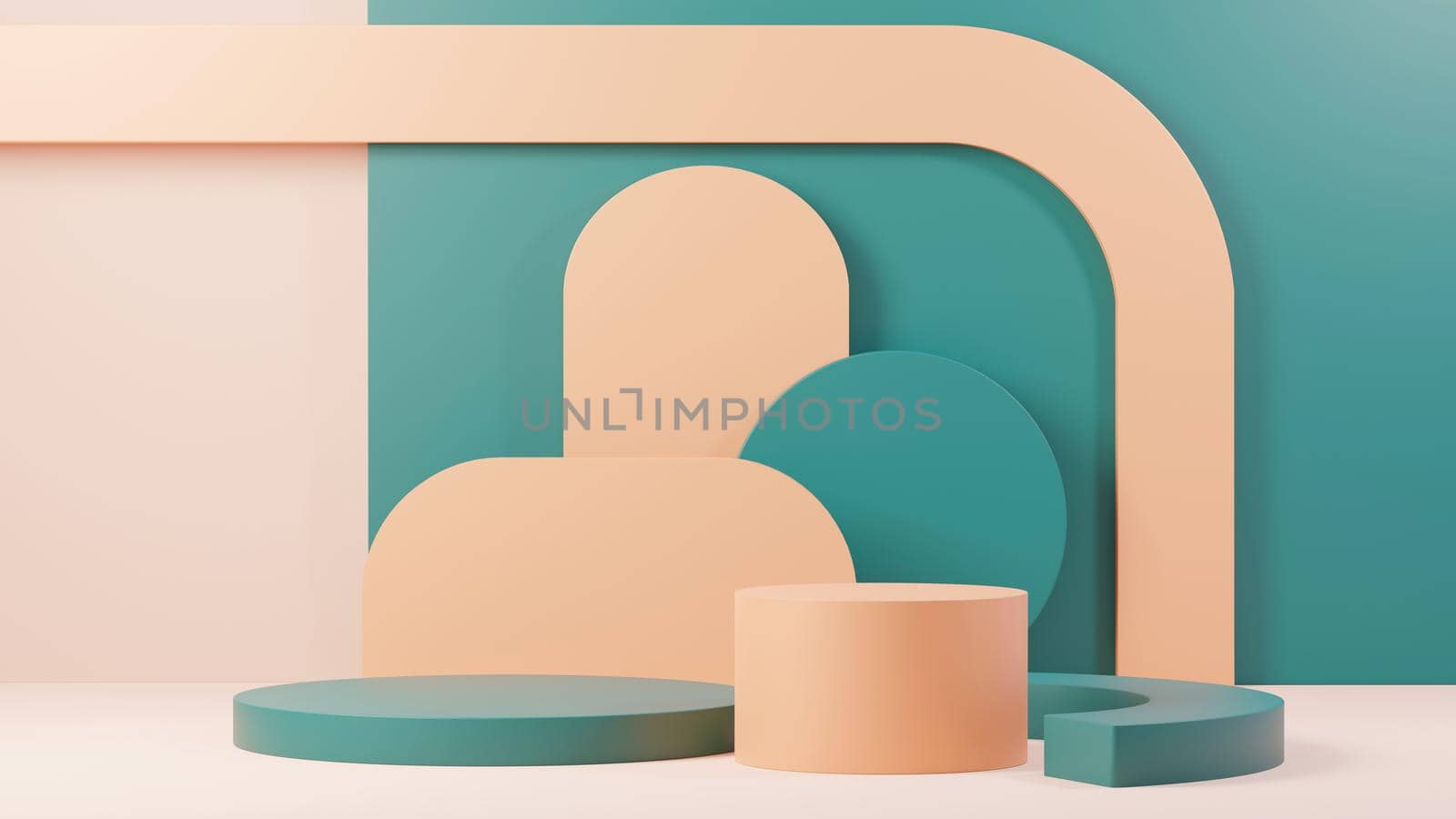 3d render abstract display podium platform for  product presentation and advertising. Minimal scene backdrop with clean design. Vacant pedestal for mock up. Empty stage with pastel color for cosmetic.