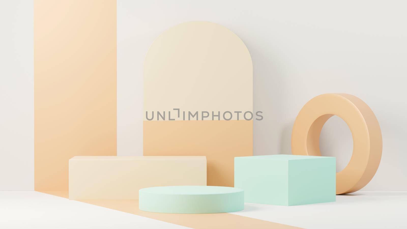 3d render abstract display podium platform for  product presentation and advertising. Minimal scene backdrop with clean design. Vacant pedestal for mock up. Empty stage with pastel color for cosmetic. by tanatpon13p