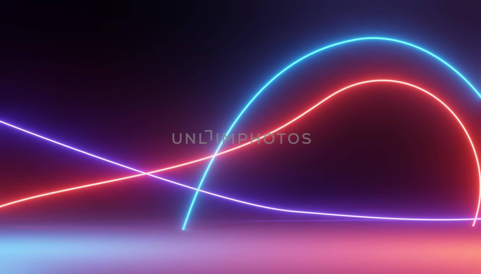 3d render of RGB neon light on darkness background. Abstract Laser lines show at night. Ultraviolet spectrum beam scene  by tanatpon13p