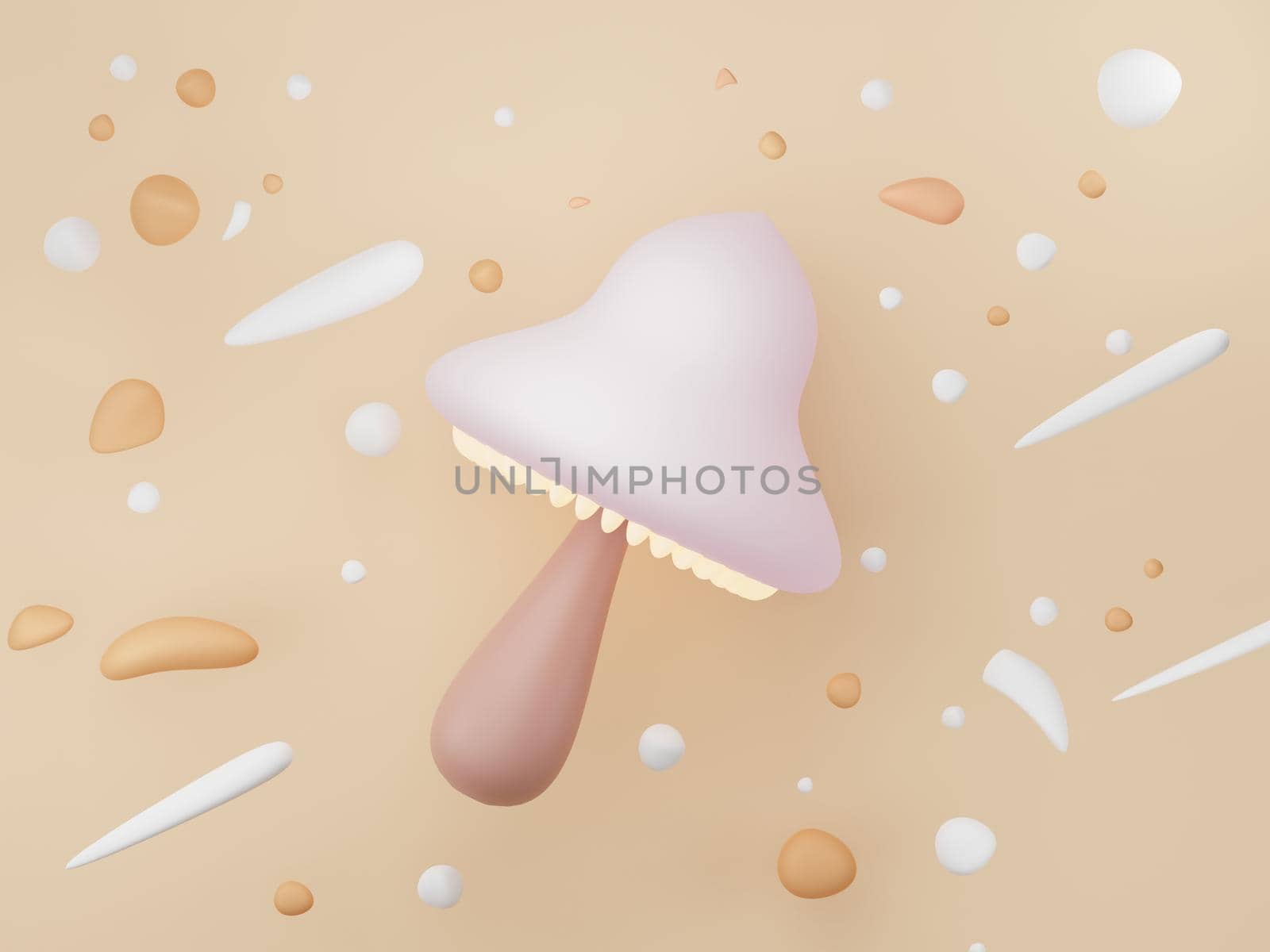 3d render illustration of minimal geometric shapes. Floating fluffy stylish art design. Cute objects on pastel background. by tanatpon13p