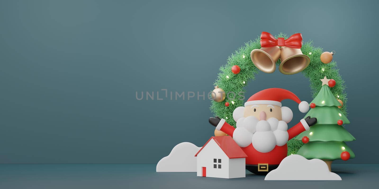 3d Display scene for product and cosmetic presentation with Merry Christmas and Happy new year concept. Modern geometric. Platform for mock up and showing brand. by tanatpon13p