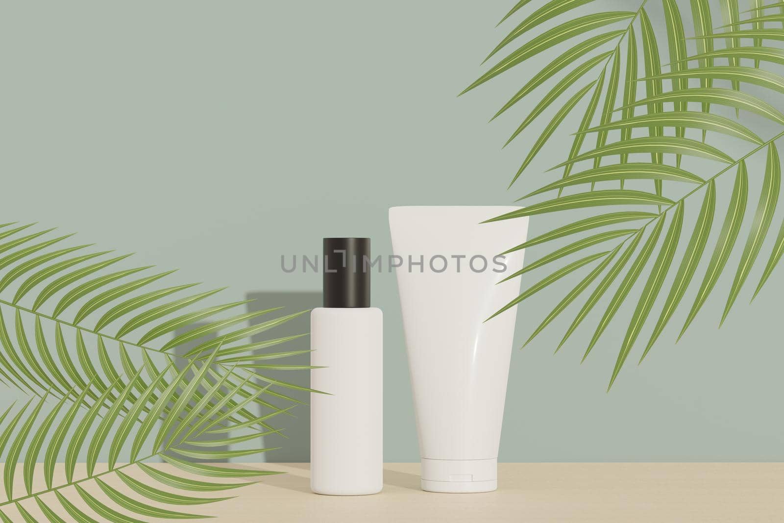 3d render of blank cosmetics skincare product or packaging for mock up. Beauty soap and spa concept. Lotion oil moisture for skin health. Premium and luxury design for branding.