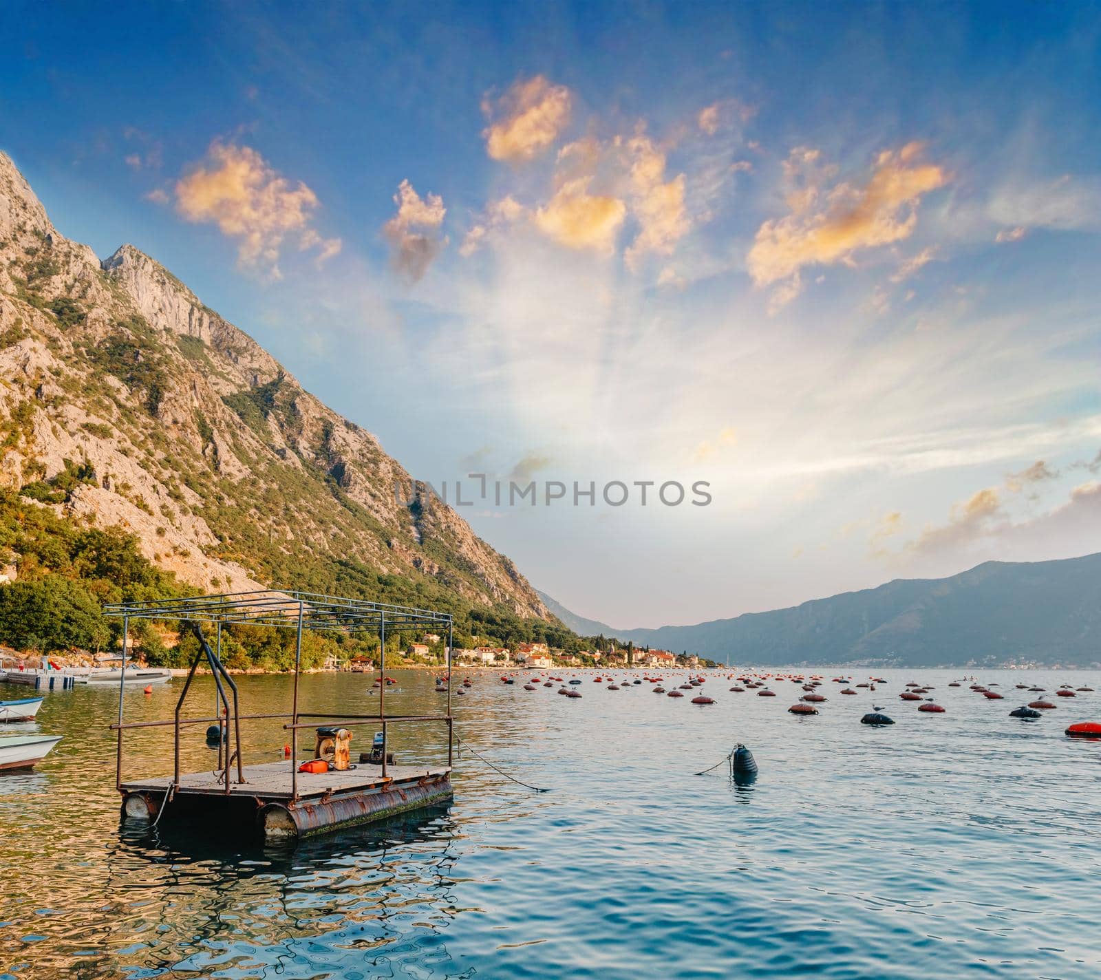 Oyster farm in the Bay of Kotor, Montenegro. High quality photo. by Andrii_Ko