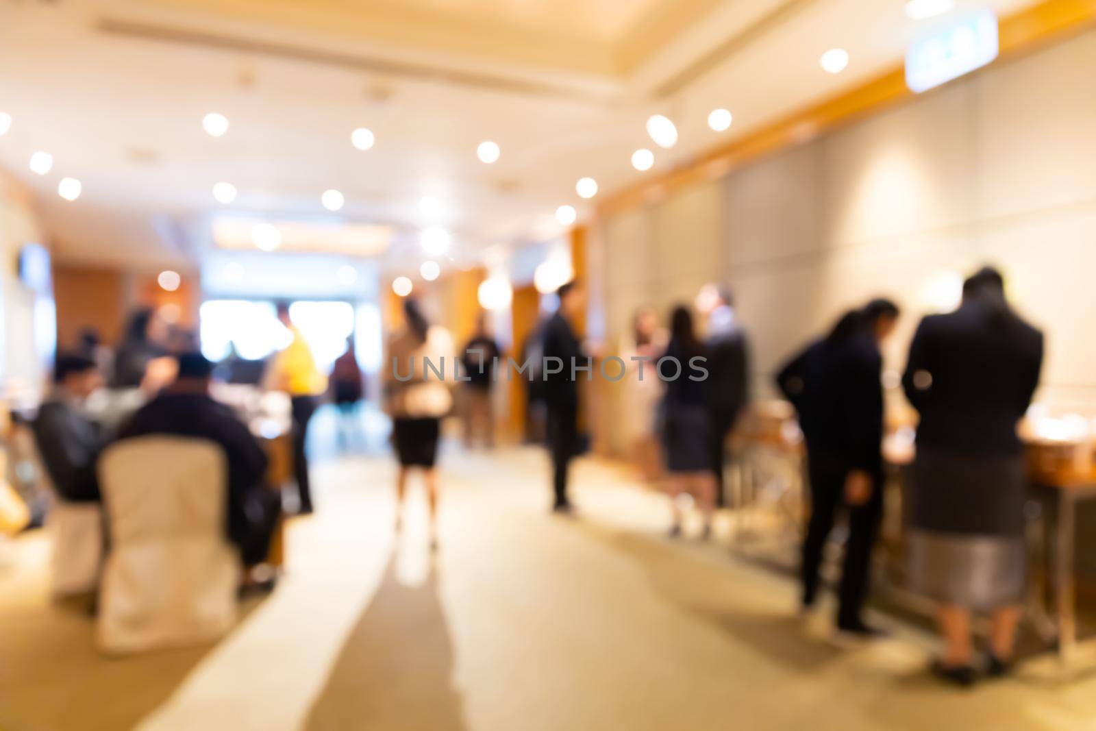 abstract blur people having coffee break in business seminar meeting