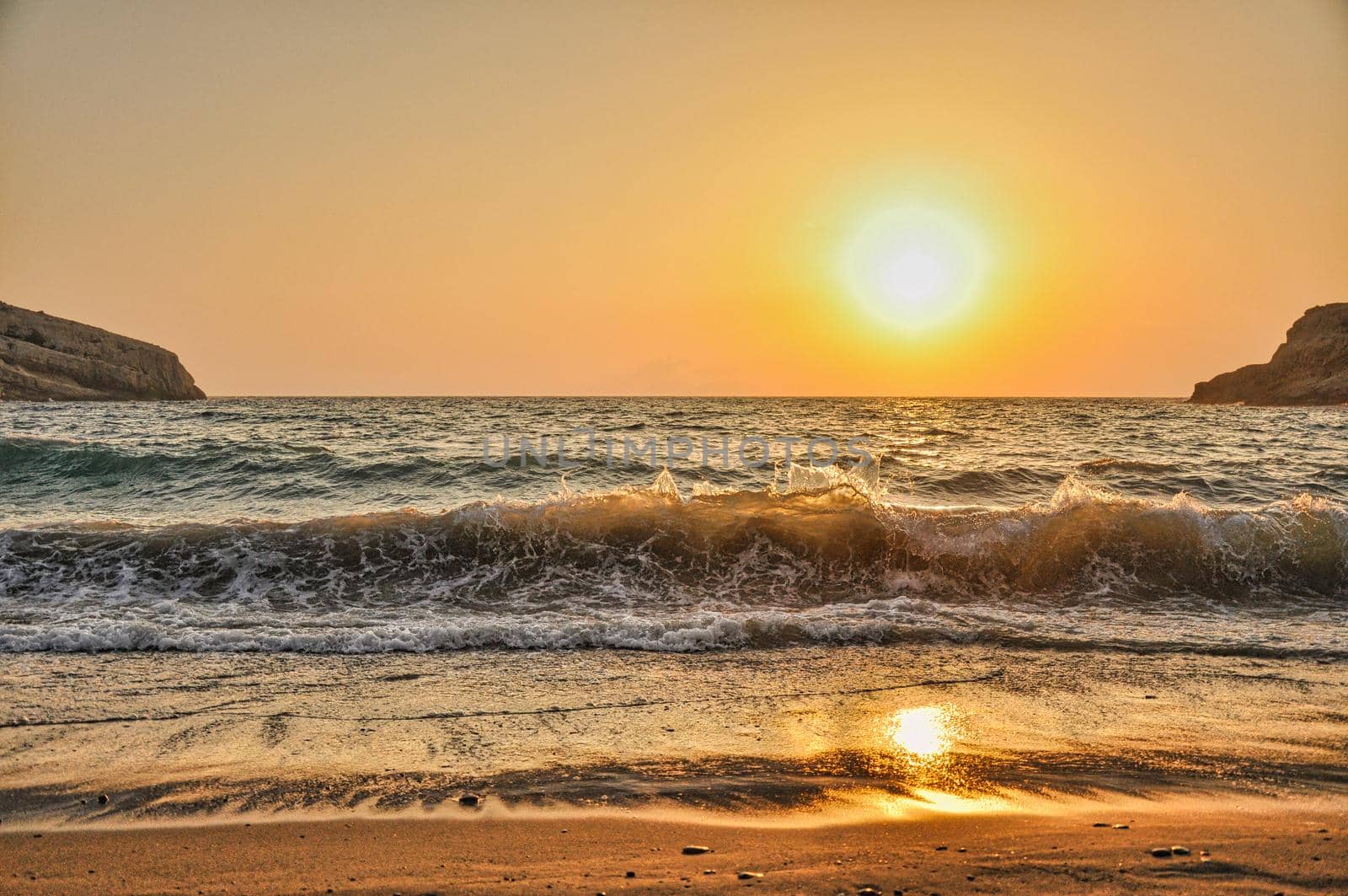 Sunset in Matala beach Crete by feelmytravel