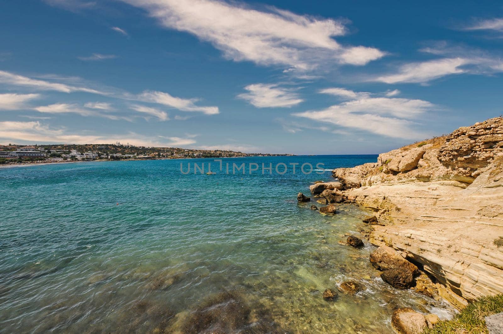 Hersonissos beach in Crete island of Greece