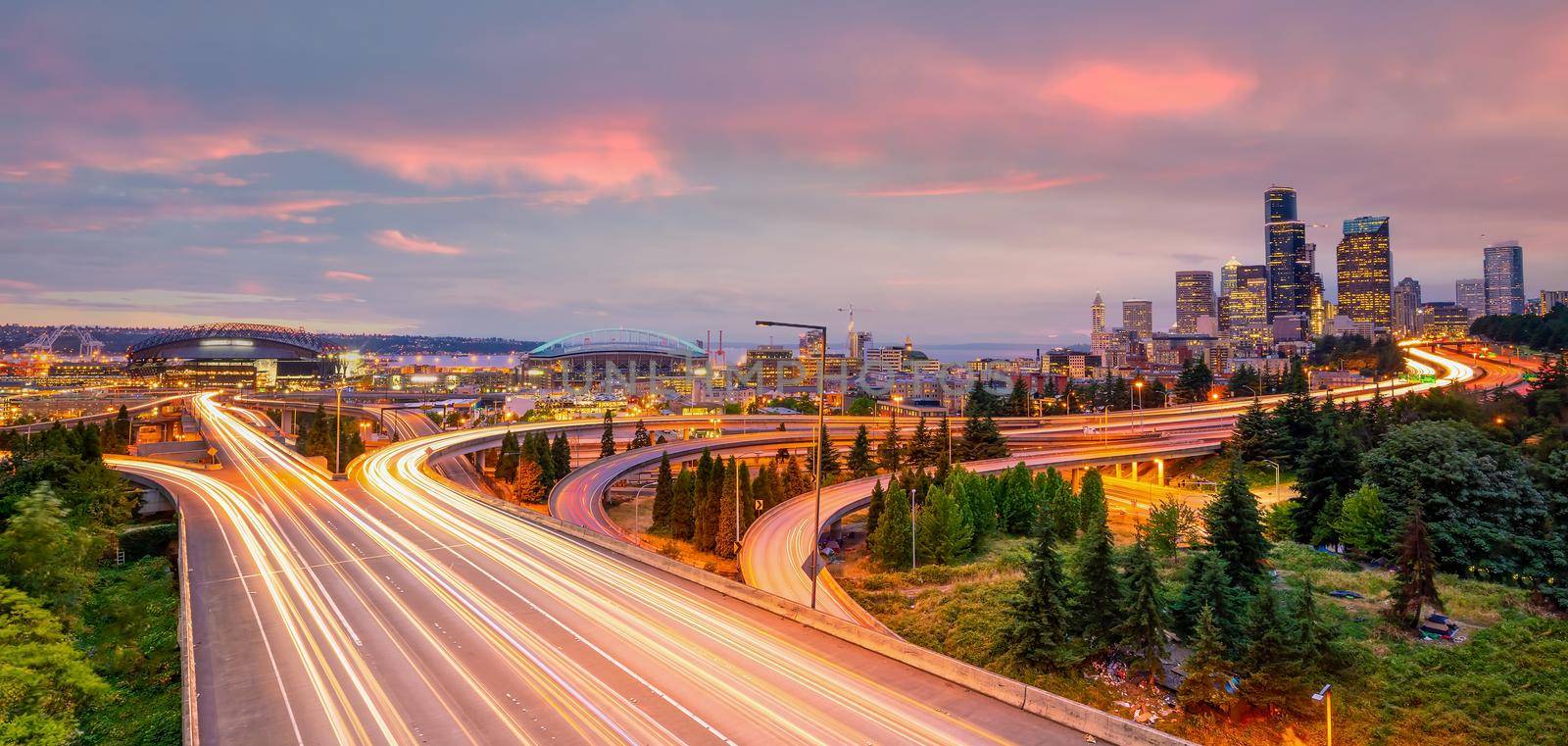 Seattle city downtown skyline cityscape of Washington state  by f11photo