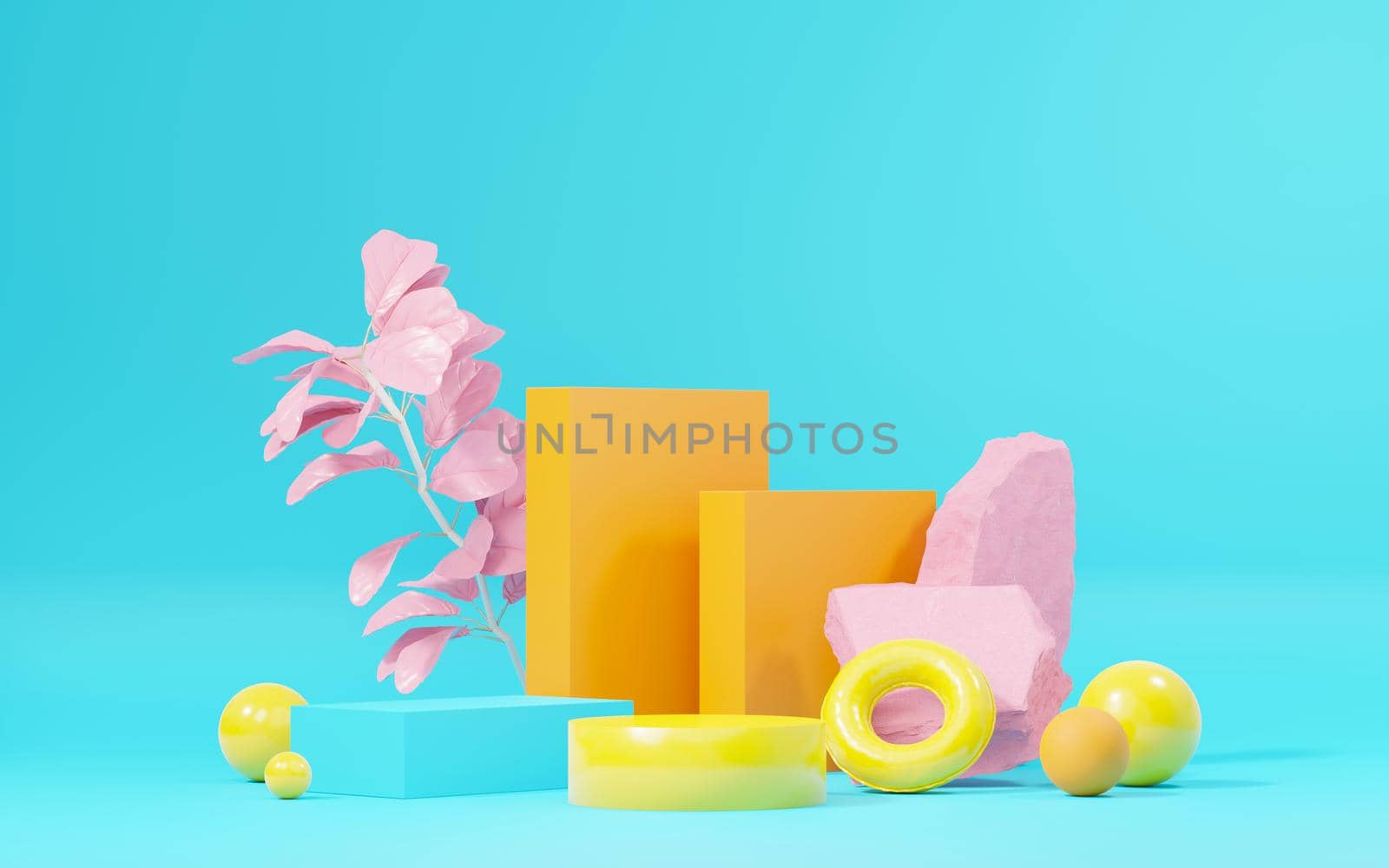 3d render abstract display podium platform for  product presentation and advertising. Minimal scene backdrop with clean design. Vacant pedestal for mock up. Empty stage with pastel color for cosmetic.