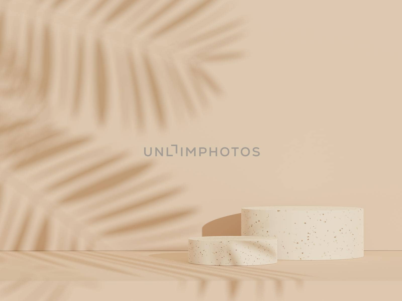 3d abstract white platform showcase for product and cosmetic presentation with terrazzo idea concept. Minimal Podium for mock up and advertising. Render geometric design scene for web banner.   by tanatpon13p