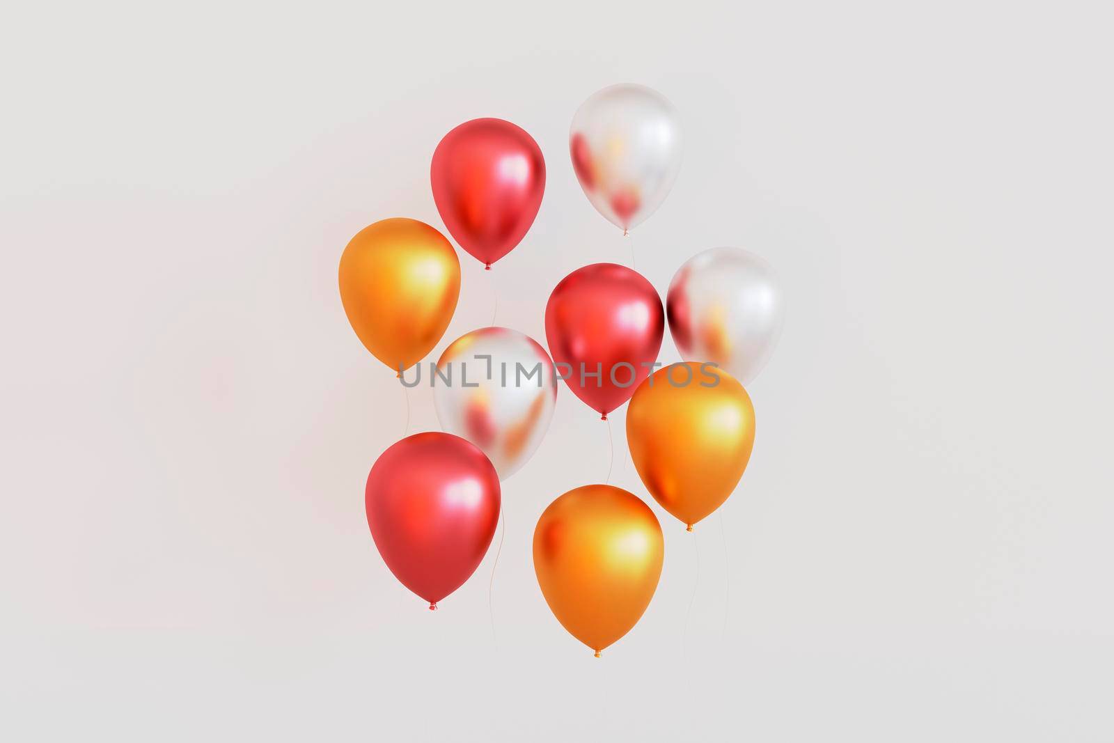 Set of colorful balloons with empty space for text. 3d render by raferto1973
