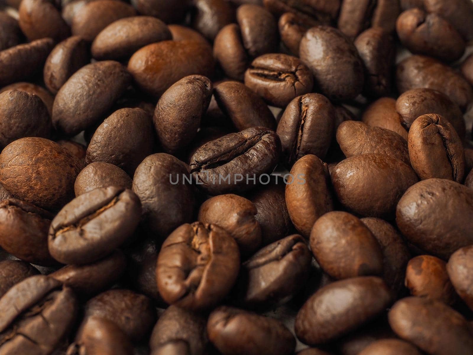 Close-up macro coffee grains texture background