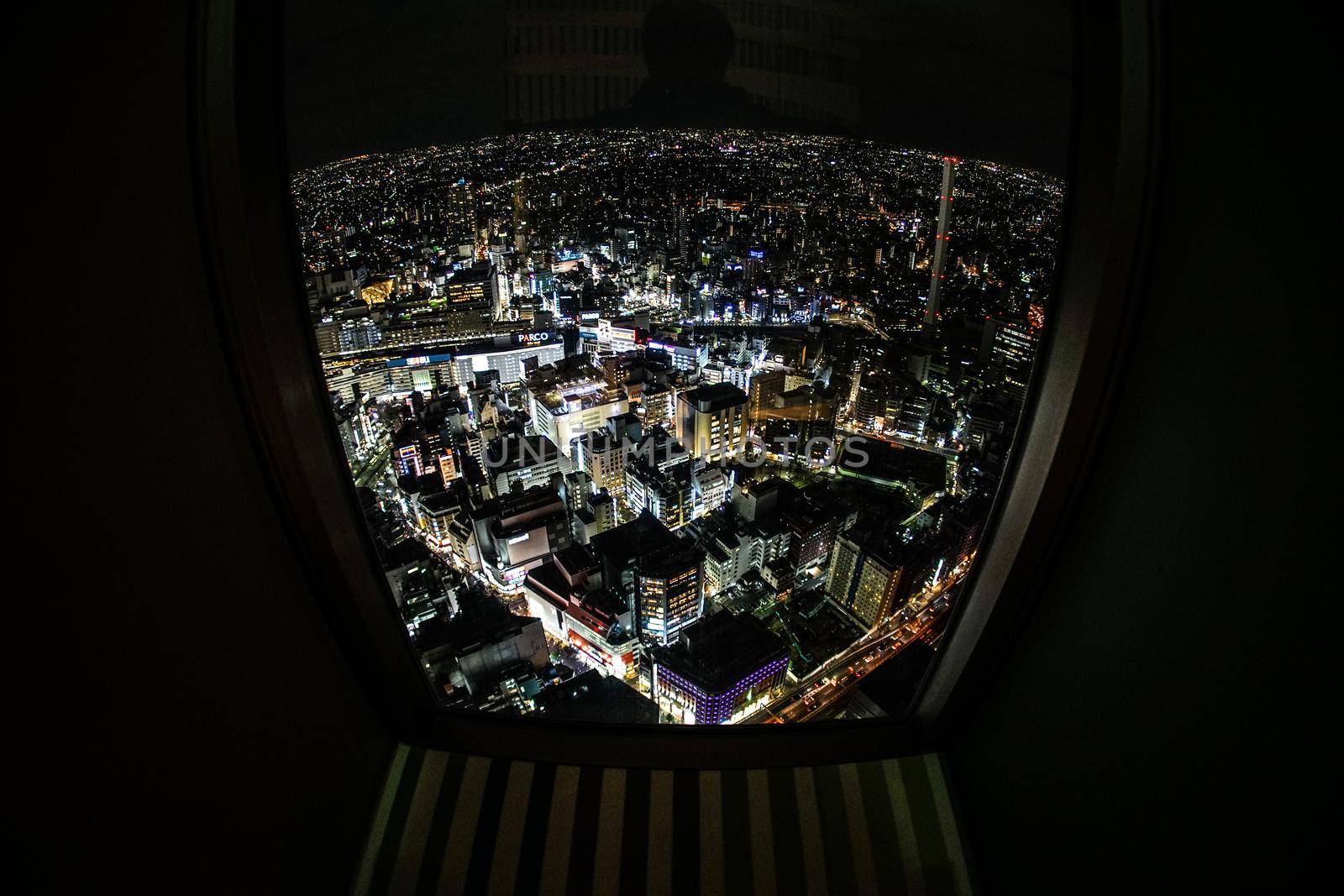 Night view of Ikebukuro Station. Shooting Location: Tokyo metropolitan area
