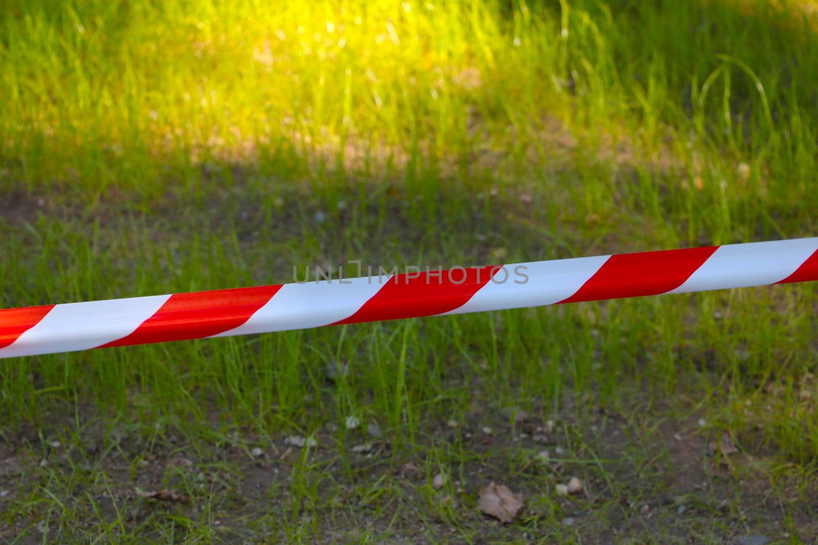 Red and white ribbon for barrage of the territory. by kip02kas