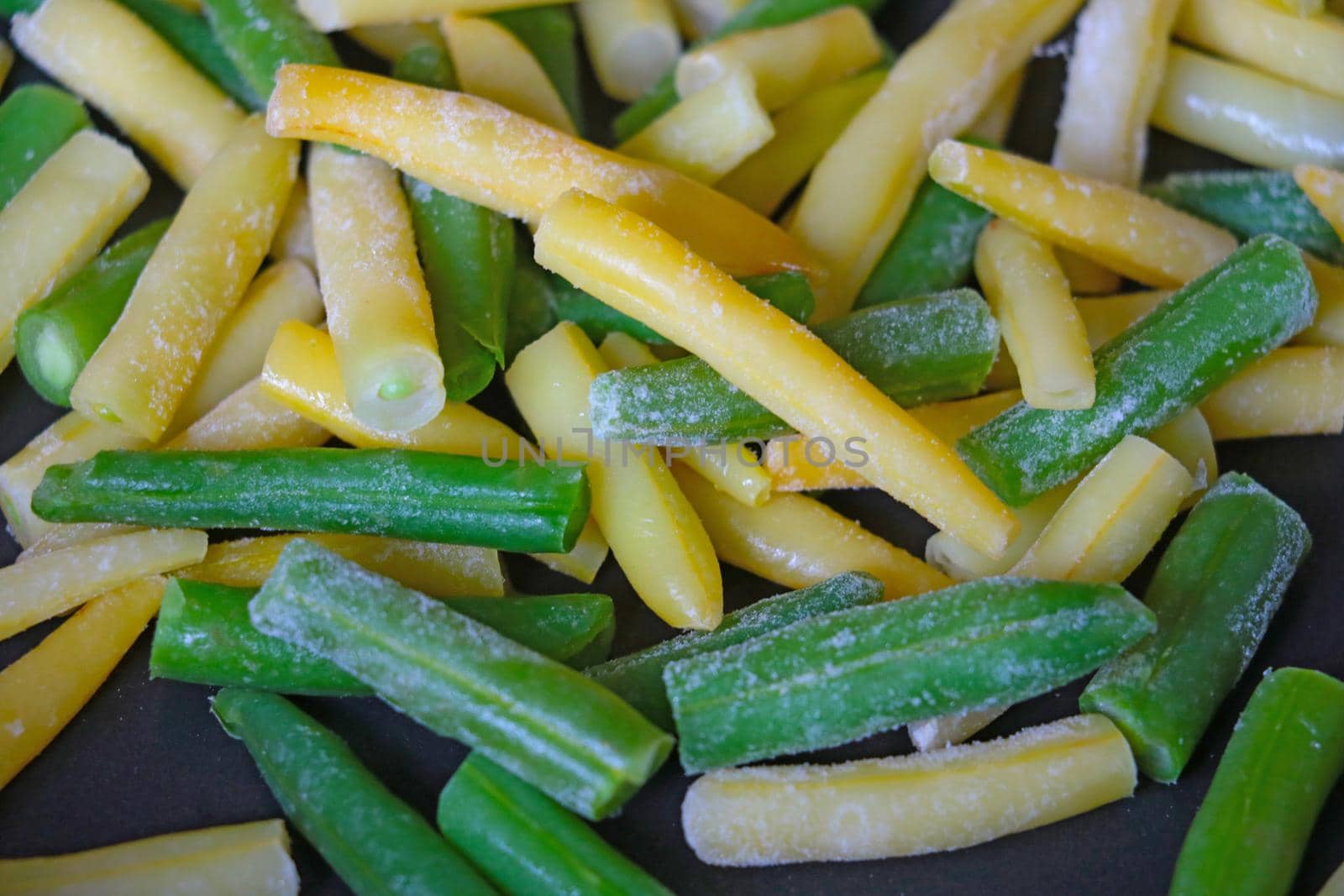 Close-up of yellow green string beans