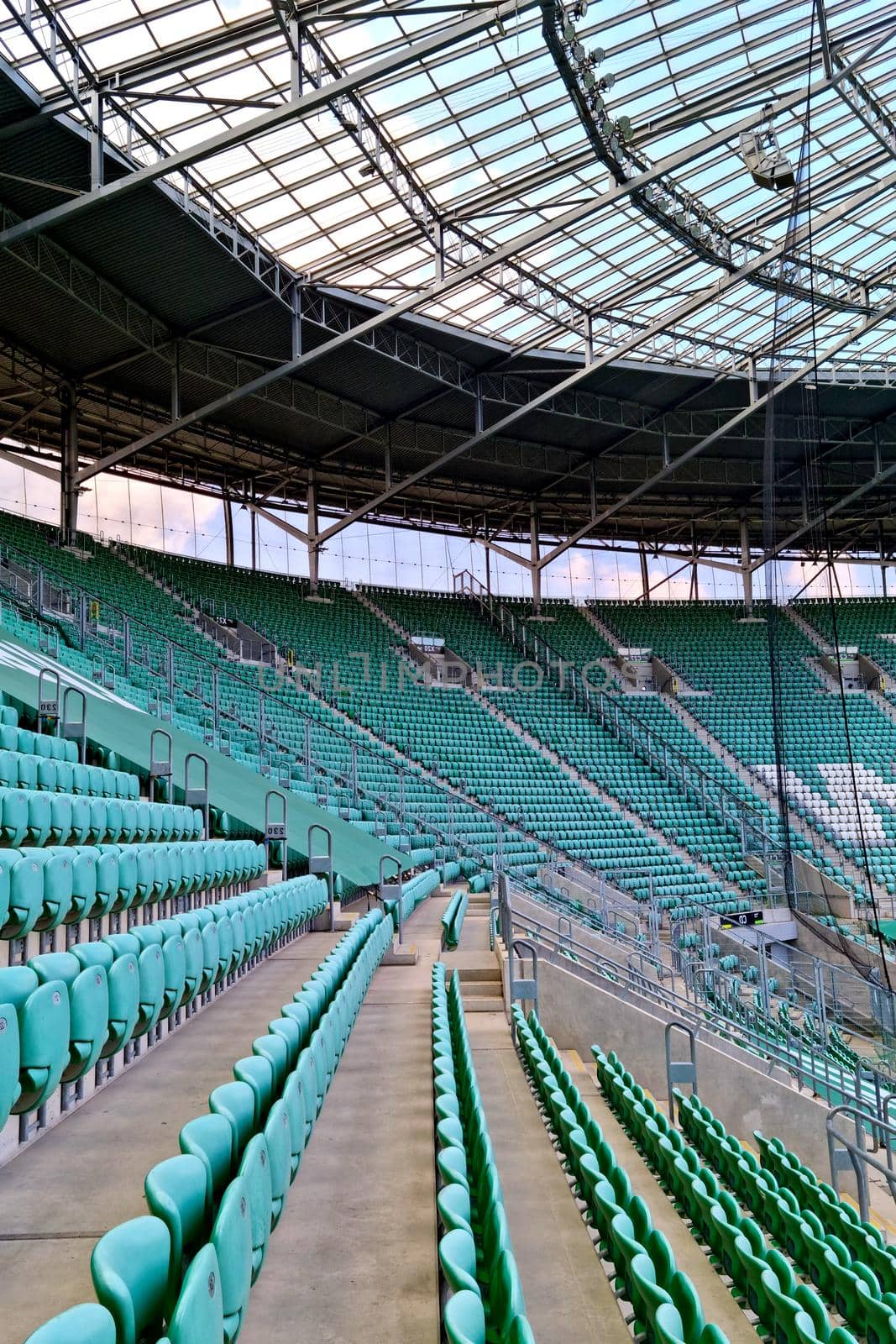 Wroclaw, Poland, June 15, 2021: empty stands at the stadium. by kip02kas