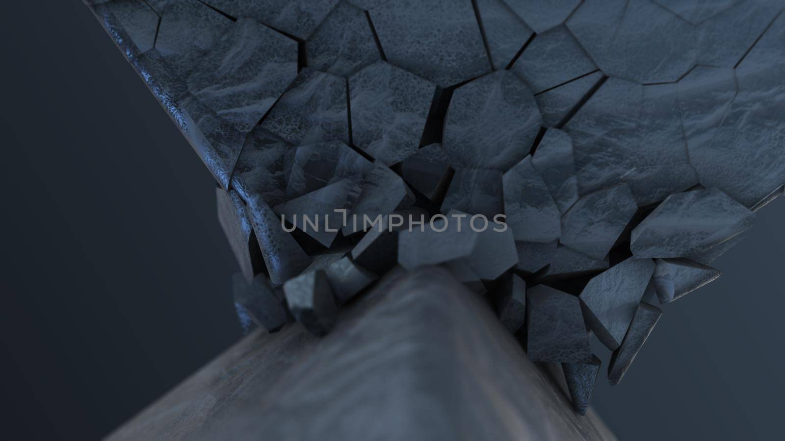 Abstract cubes colliding and breaking apart destruction concept. High quality photo