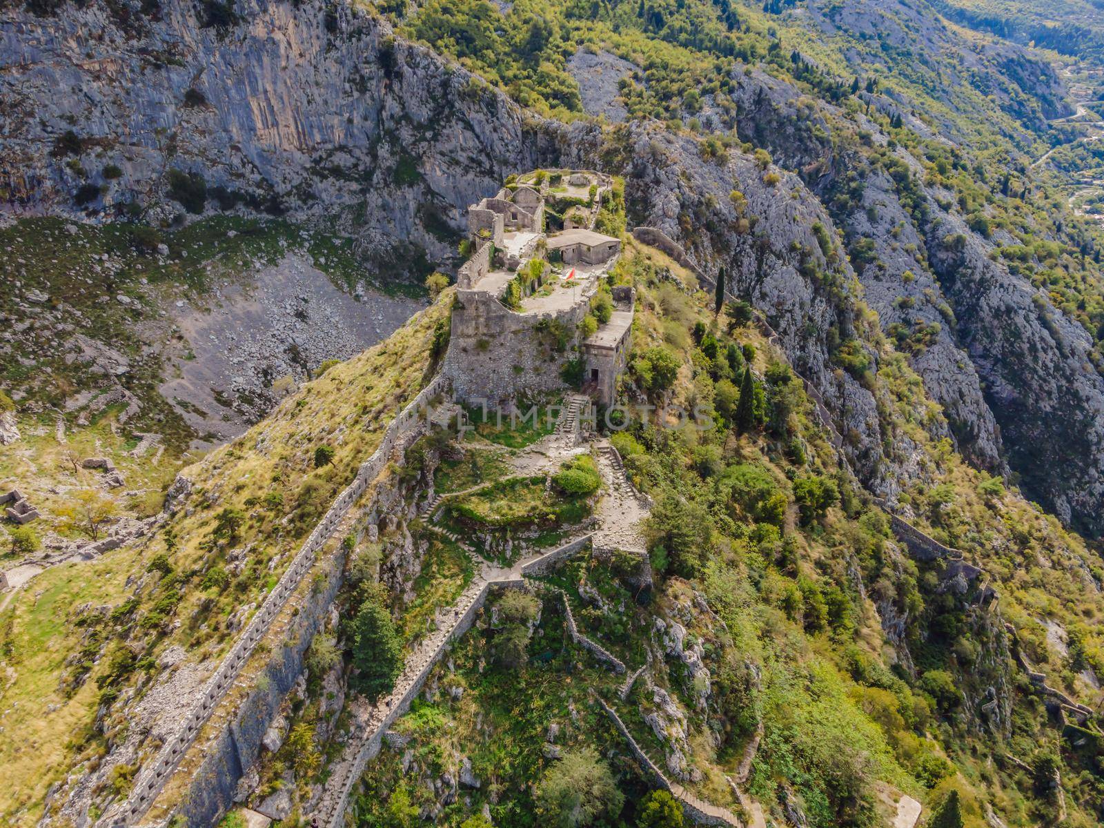 Montenegro. Bay of Kotor, Gulf of Kotor, Boka Kotorska and walled old city. Fortifications of Kotor is on UNESCO World Heritage List since 1979.