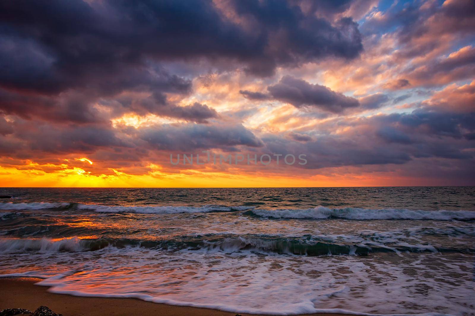 Sunrise over the sea. Long exposure