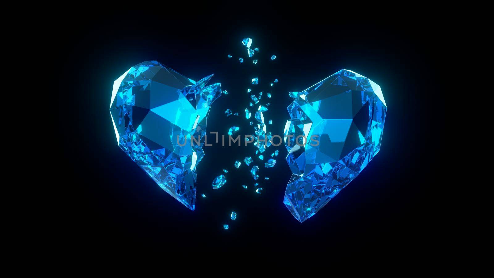 Crystal Ice heart abstract 3D render