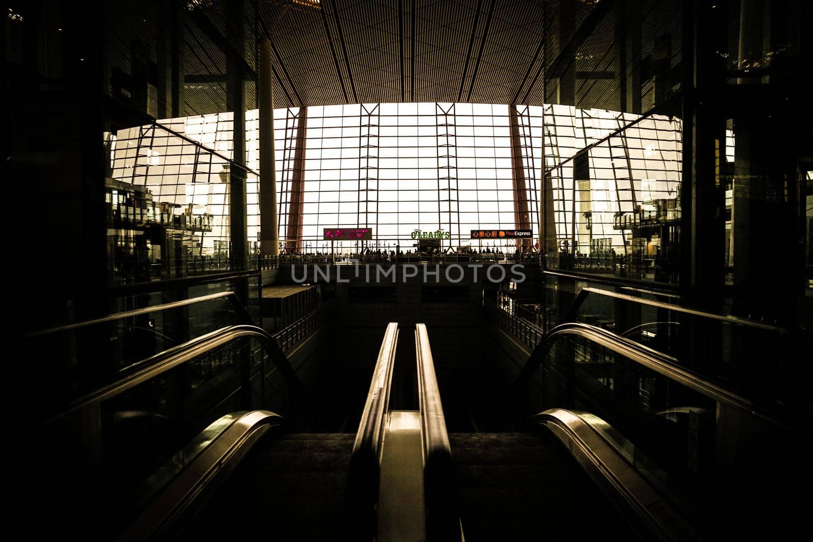 Beijing International Airport Wow and Silhouette. Shooting Location: China, Beijing