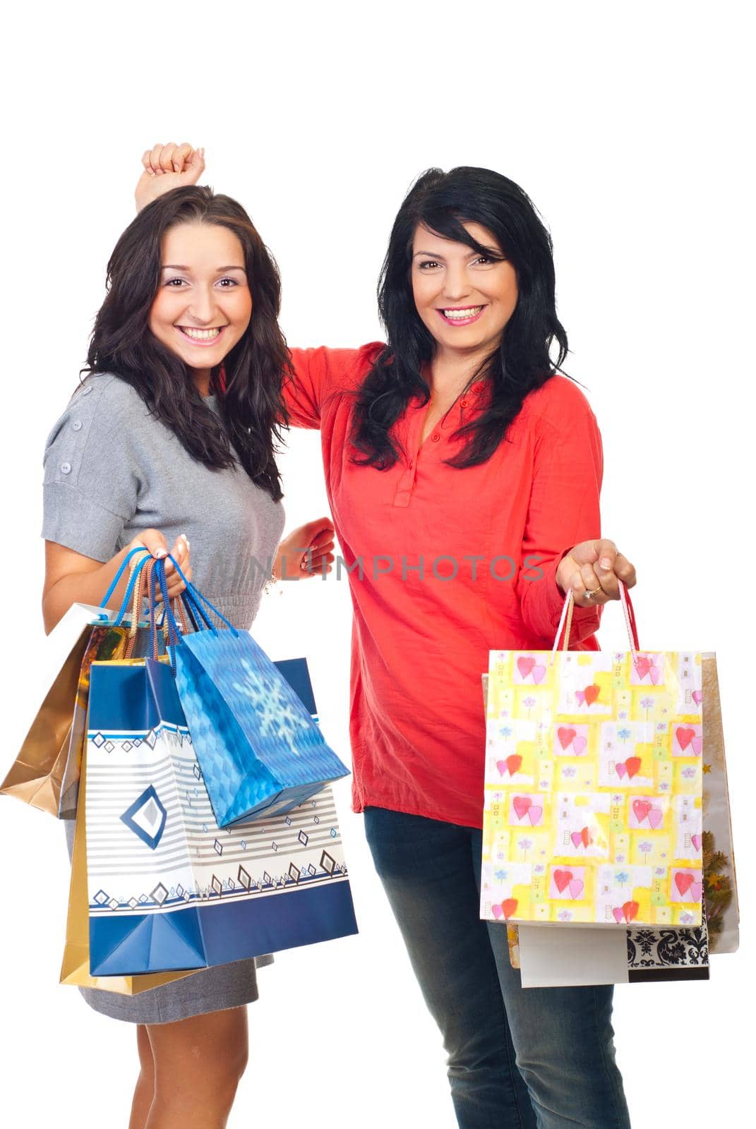 Happy women shoppers cheering by justmeyo