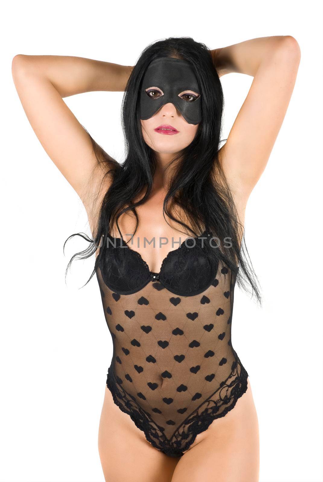 Woman posing in black lingerie by justmeyo