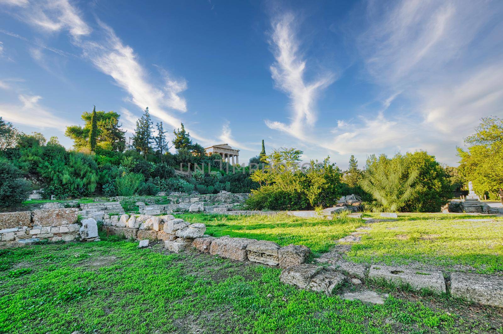 Ancient Agora of Athens with Temple of Hephaestus and Stoa of Attalos