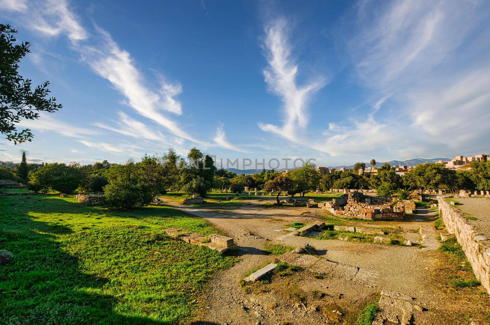 Ancient Agora of Athens with Temple of Hephaestus and Stoa of Attalos