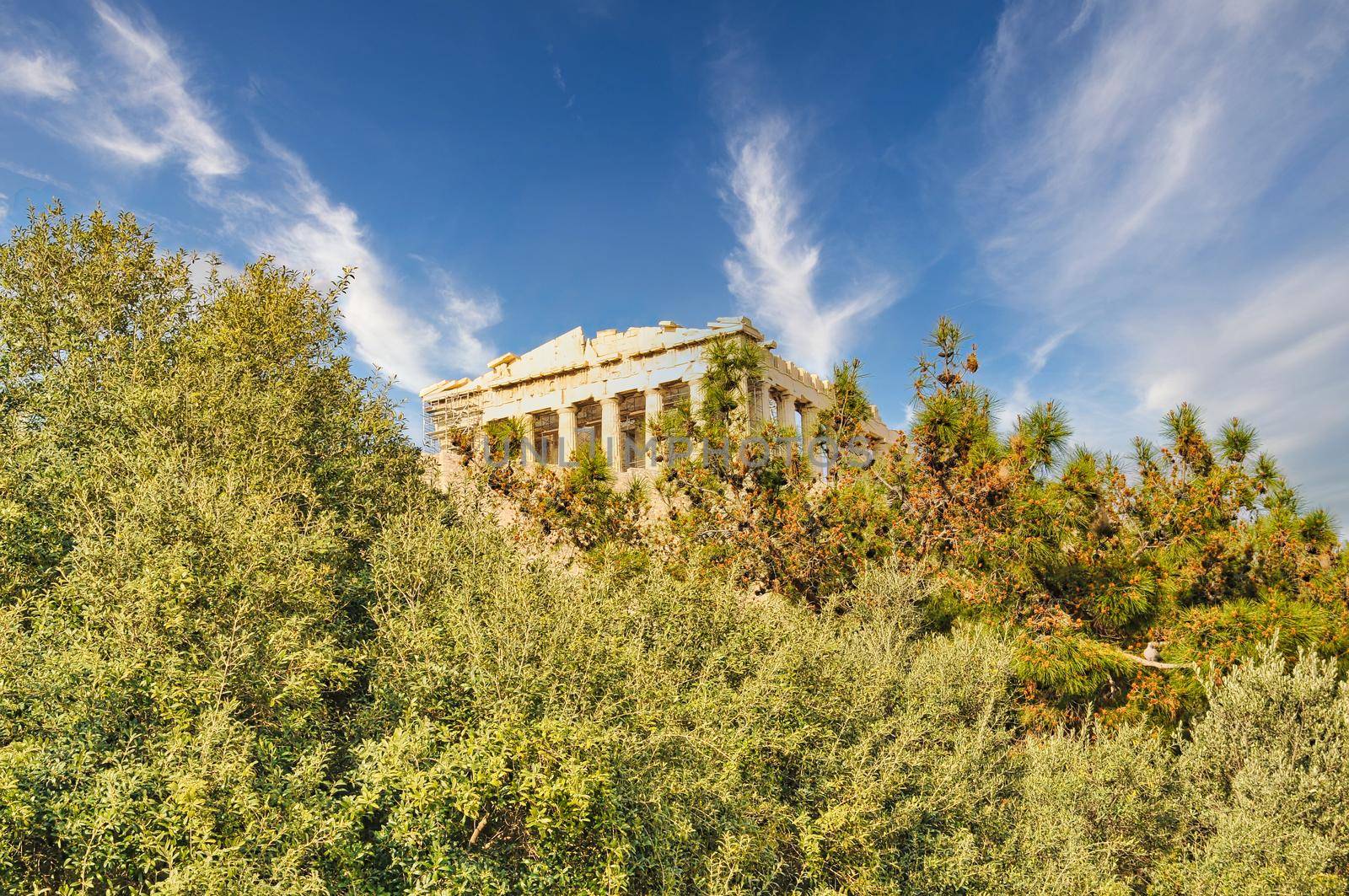 Parthenon temple on a sinset. Acropolis in Athens, Greece