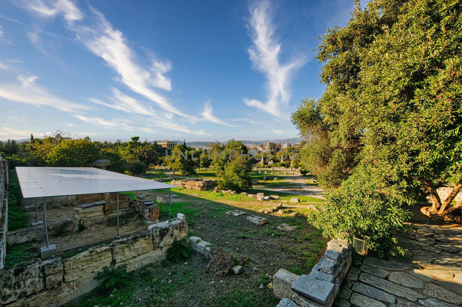 Ancient Agora of Athens with Temple of Hephaestus and Stoa of Attalos