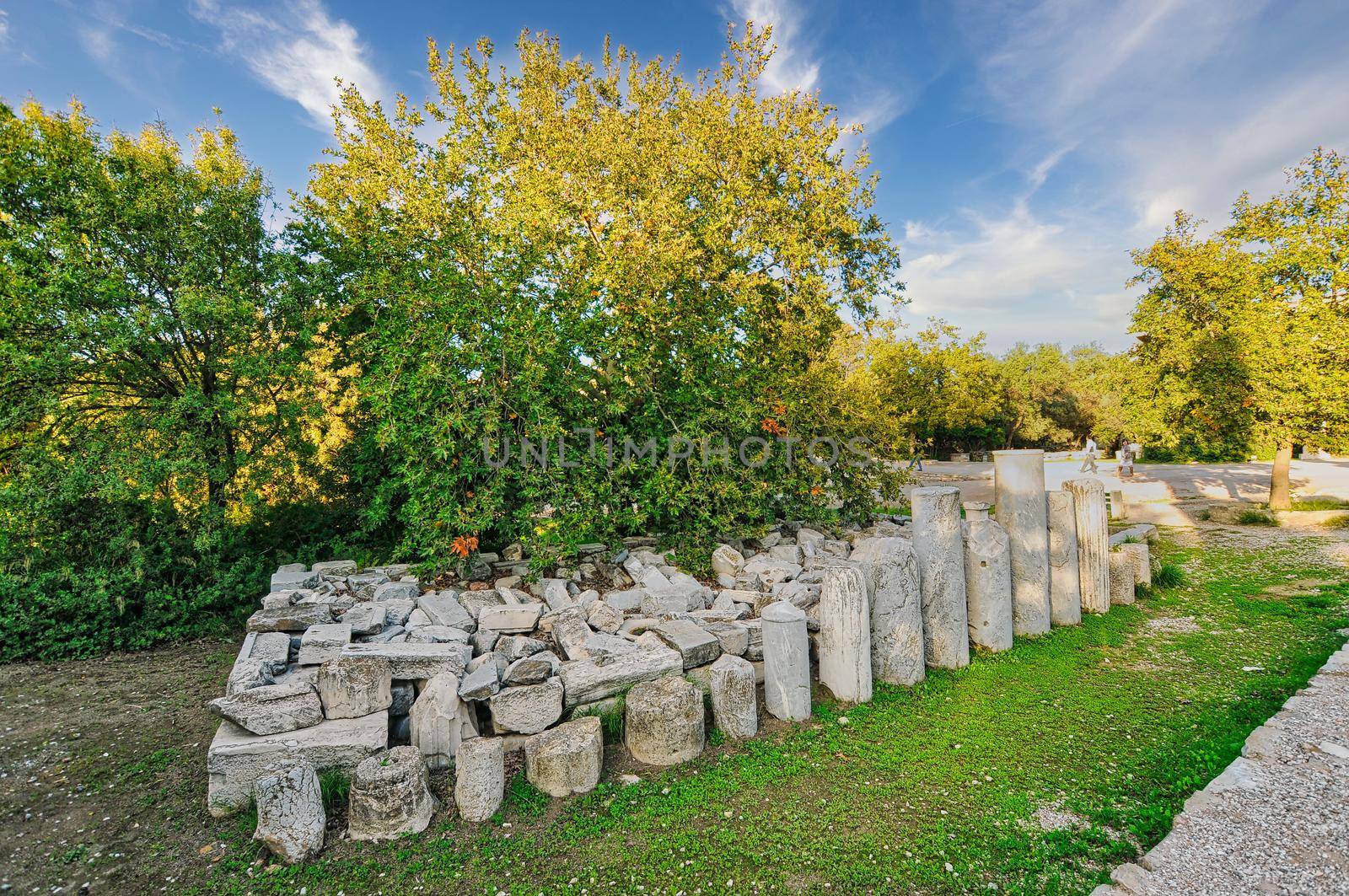 Ancient Agora of Athens with Temple of Hephaestus and Stoa of Attalos