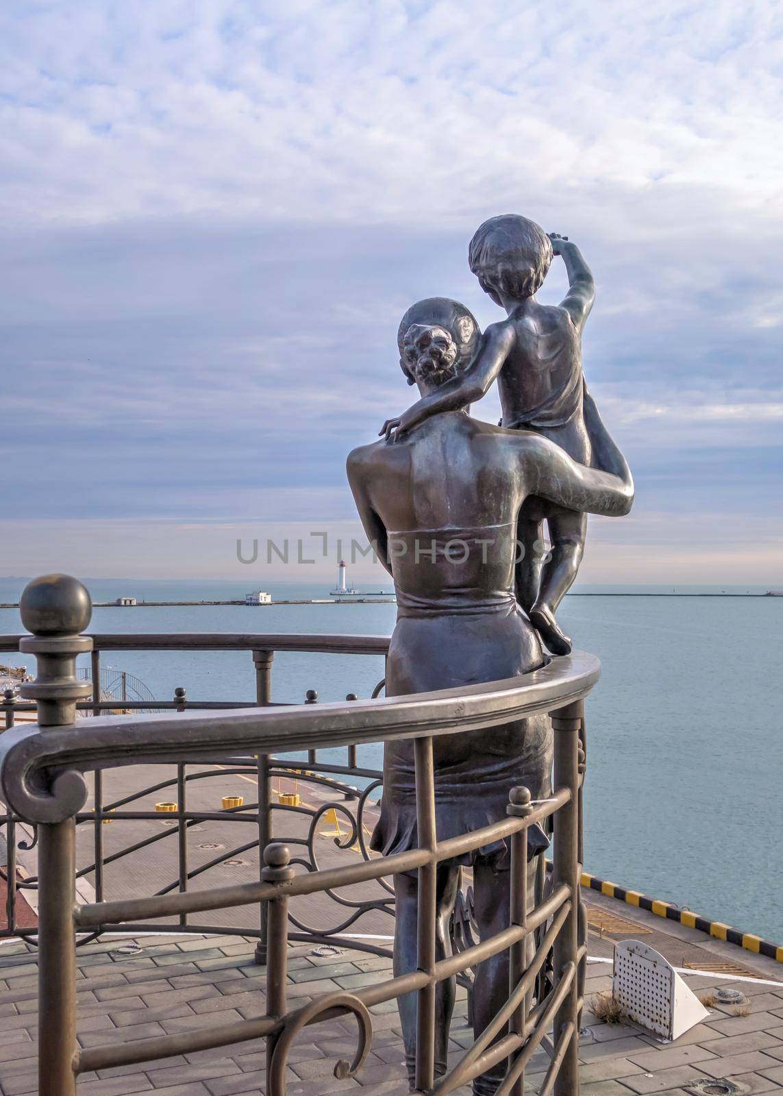 Odessa, Ukraine 04.02.2022. Monument to the sailors wife at the seaport in Odessa, Ukraine