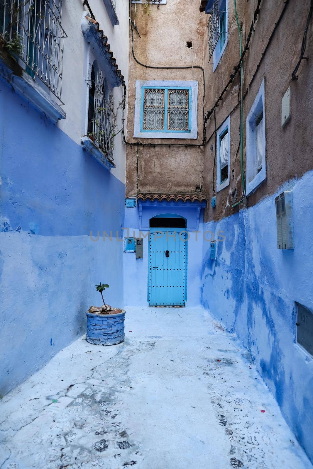 A Street in Blue Chefchaouen City, Morocco