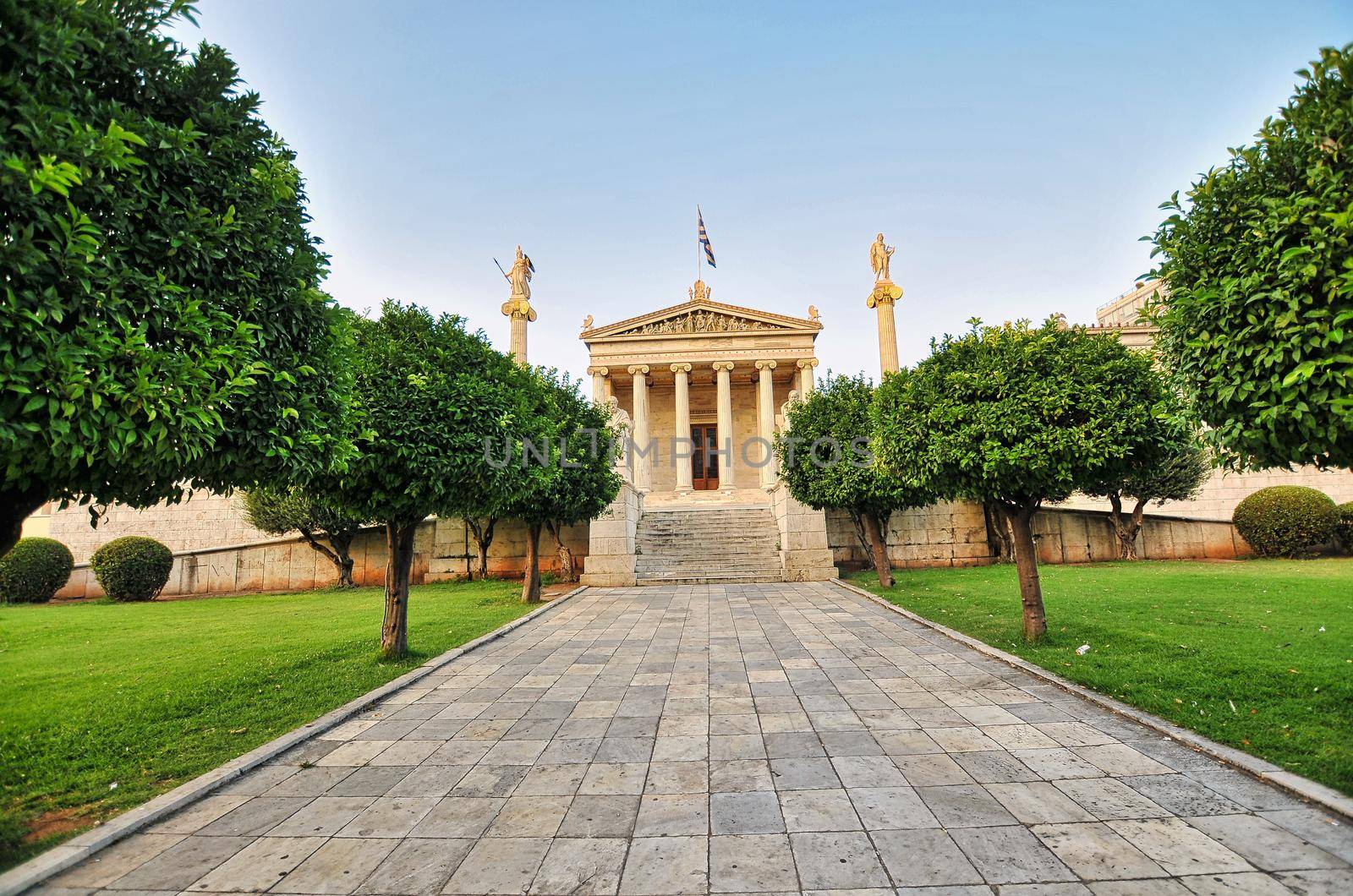 Exterior of the Academy of Athens at a nice summer day- Greece