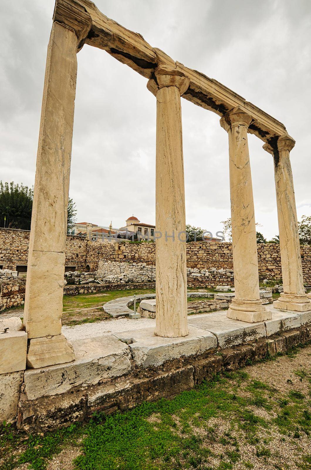 Hadrian's Library was created by Roman Emperor Hadrian on the north side of the Acropolis of Athens in Greece..