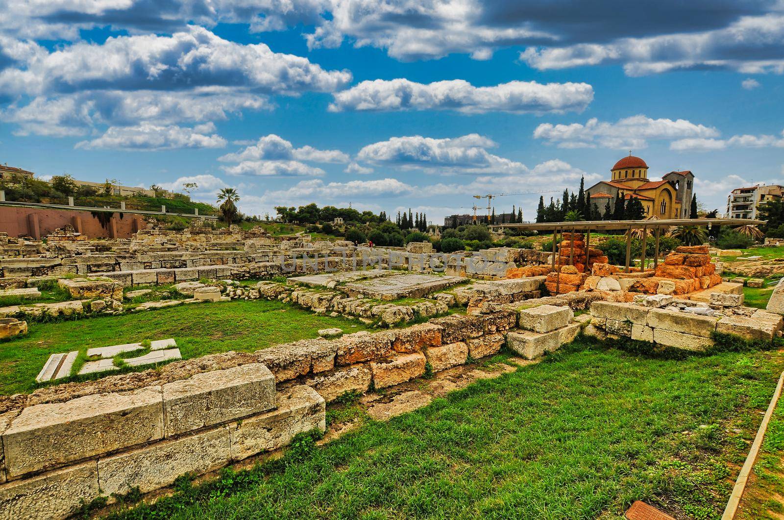 Ancient Kerameikos cemetery ruins in Athens Greece