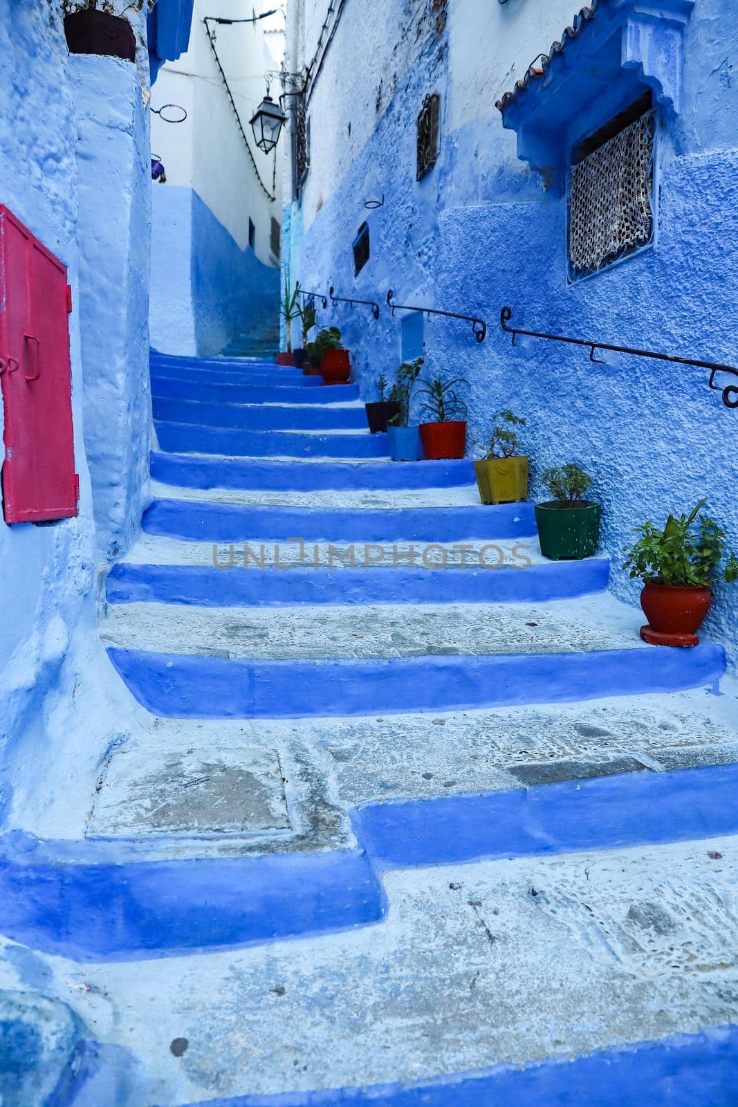 A Street in Blue Chefchaouen City, Morocco