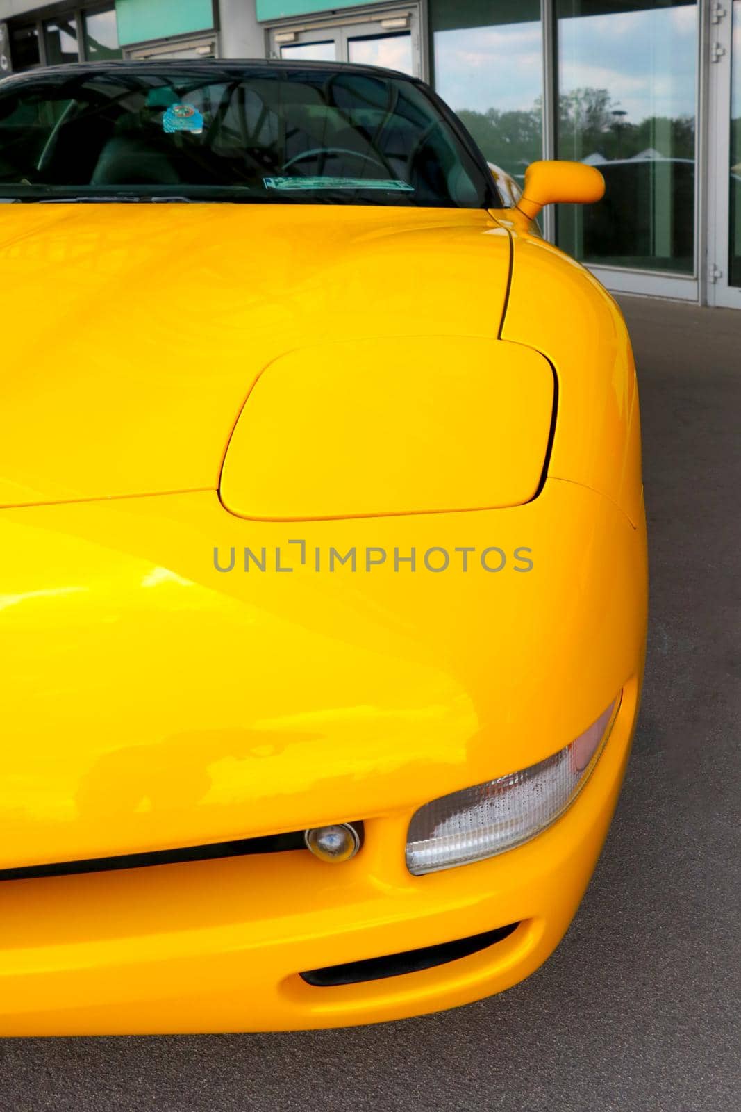 Wroclaw, Poland, August 22, 2021: view of the yellow fast car. by kip02kas